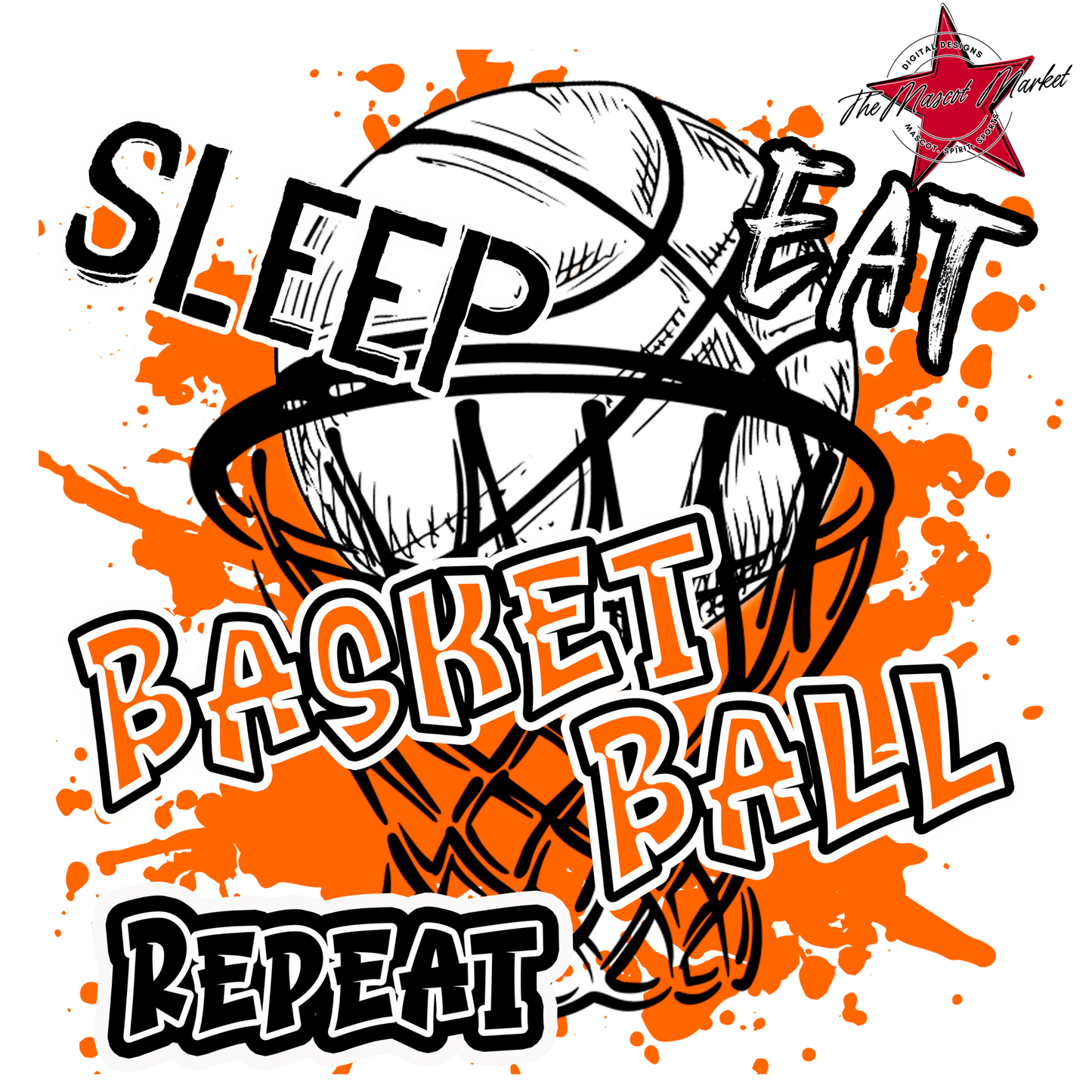 Eat Sleep Basketball Repeat Design-Orange