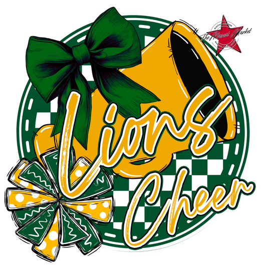 Lions Circle Cheer Design-Green-Yellow