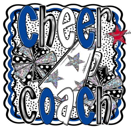 Cheer Coach Megaphone Dot Design-Off Blue
