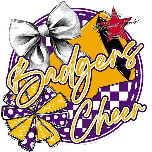 Badgers Circle Cheer Design-Purple-Yellow
