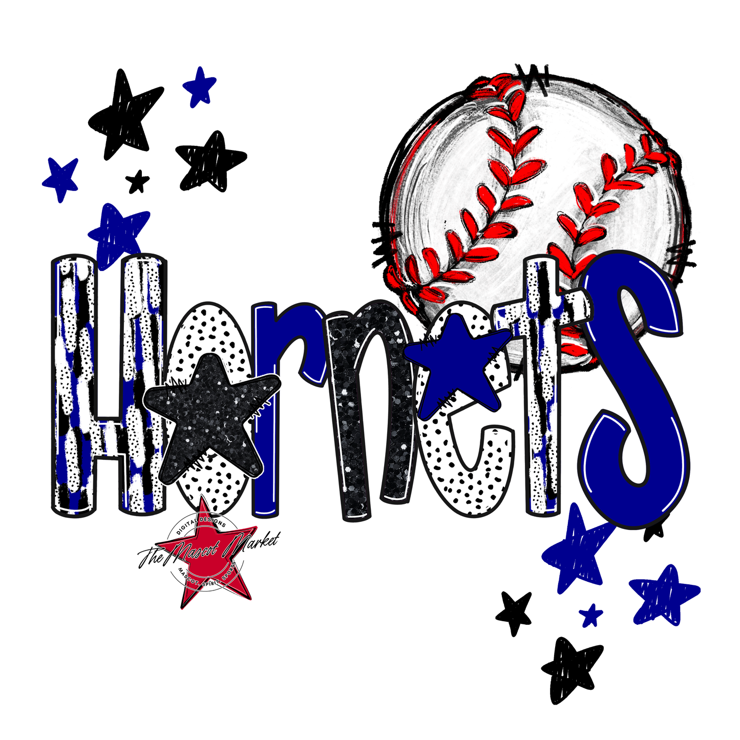 Hornets Baseball Scrape-Blue