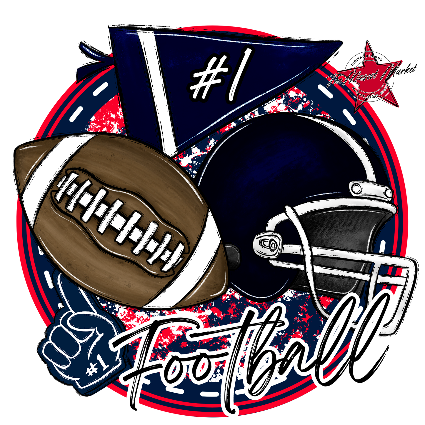 Football Circle Design-Navy-Red