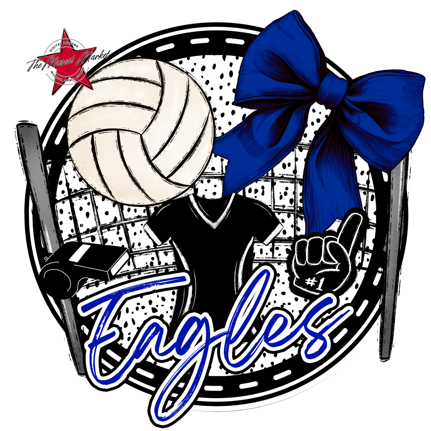 Eagles Circle Volleyball Design-Blue