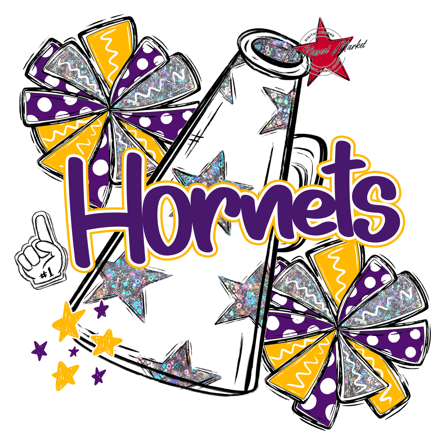 Hornets Alpha Megaphone Design-Purple-Yellow