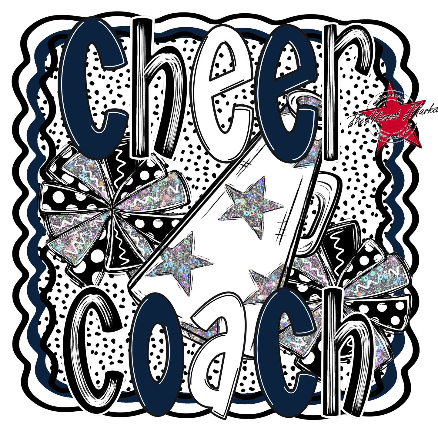 Cheer Coach Megaphone Dot Design-Navy