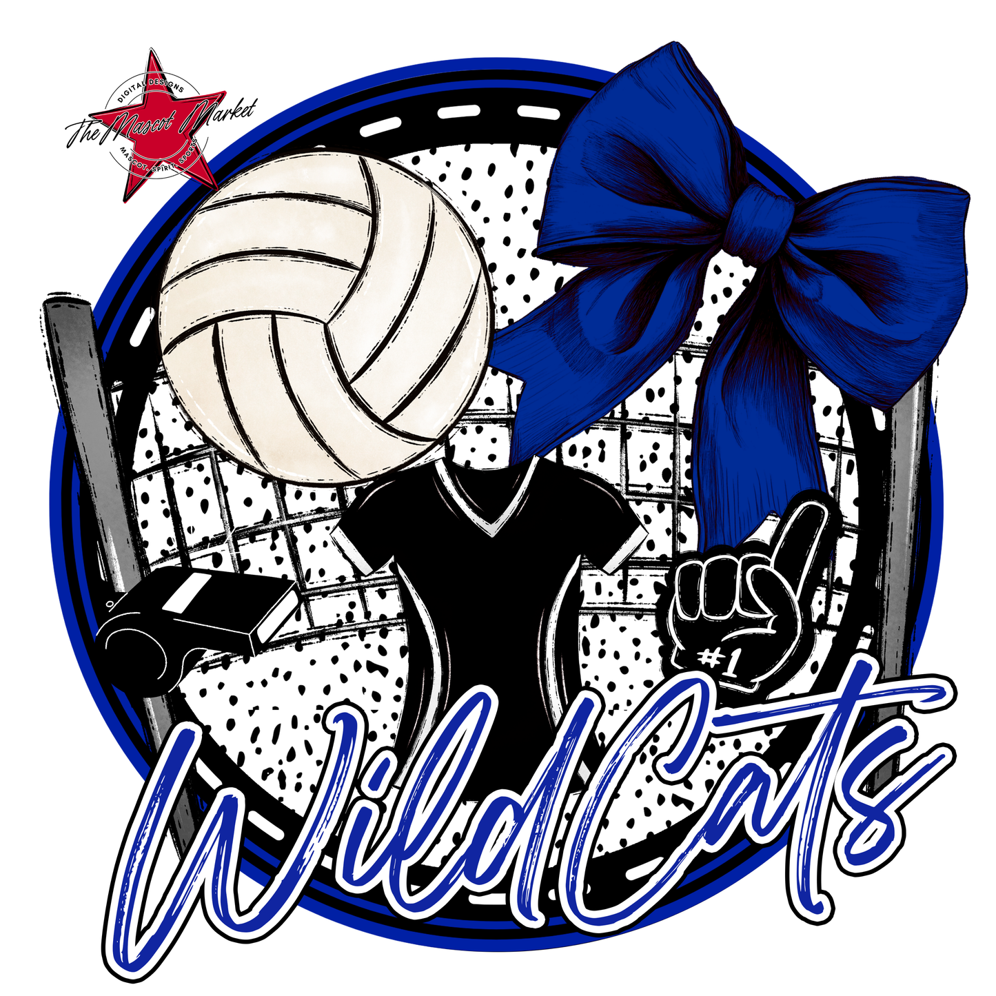 Wildcats Circle Volleyball Design-Blue