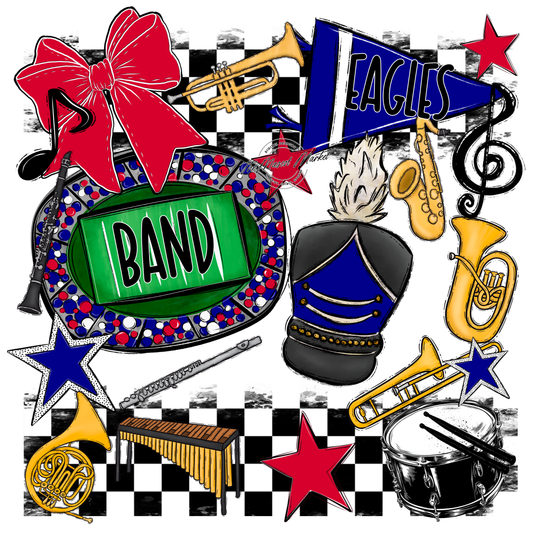 Eagles Band Checkers Design-Blue-Red