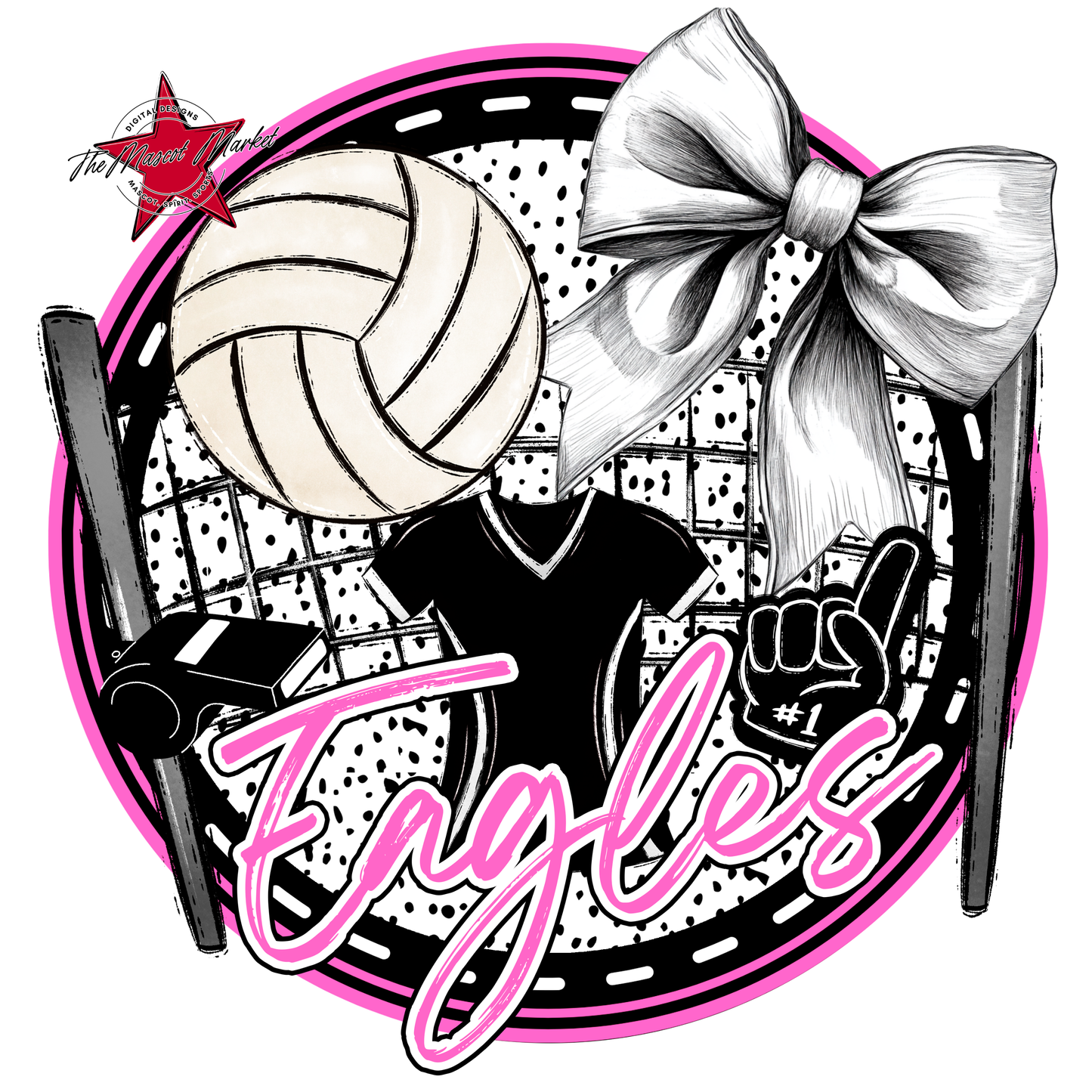 Eagles Circle Volleyball Design-Baby Pink