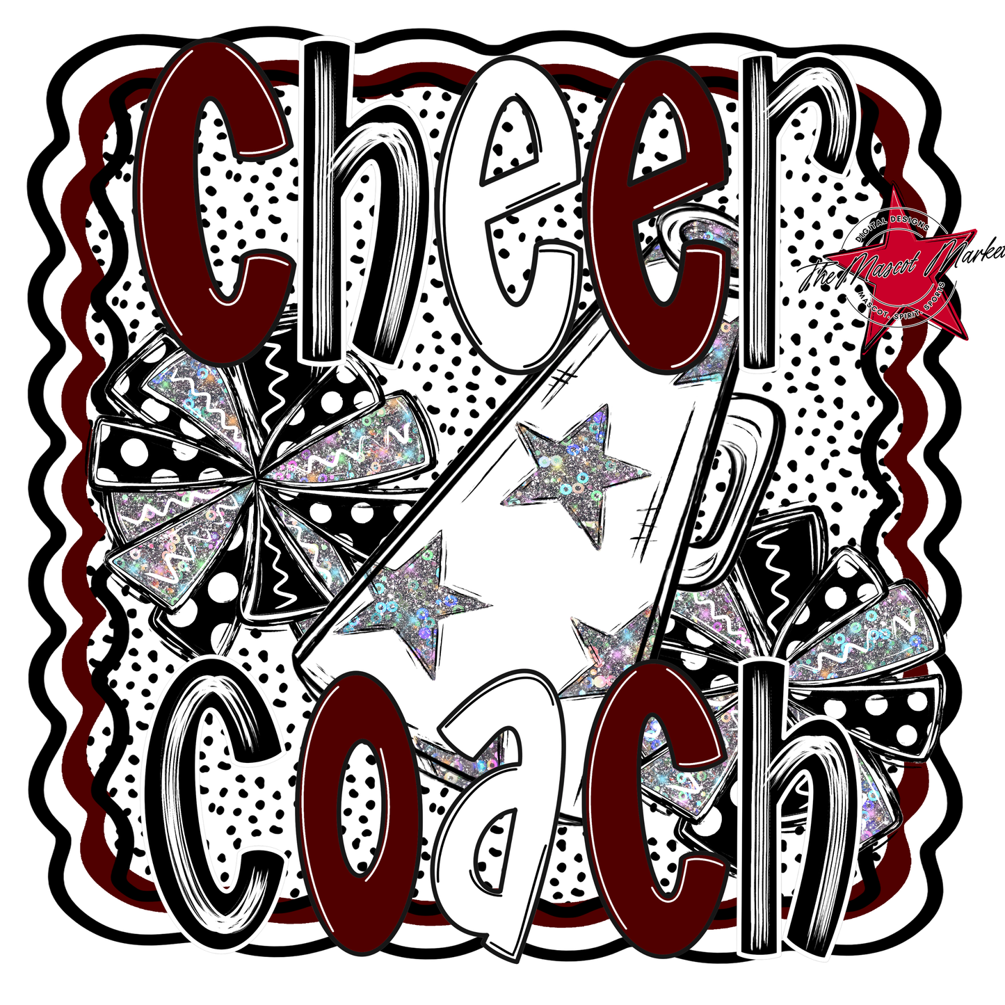 Cheer Coach Megaphone Dot Design-Maroon
