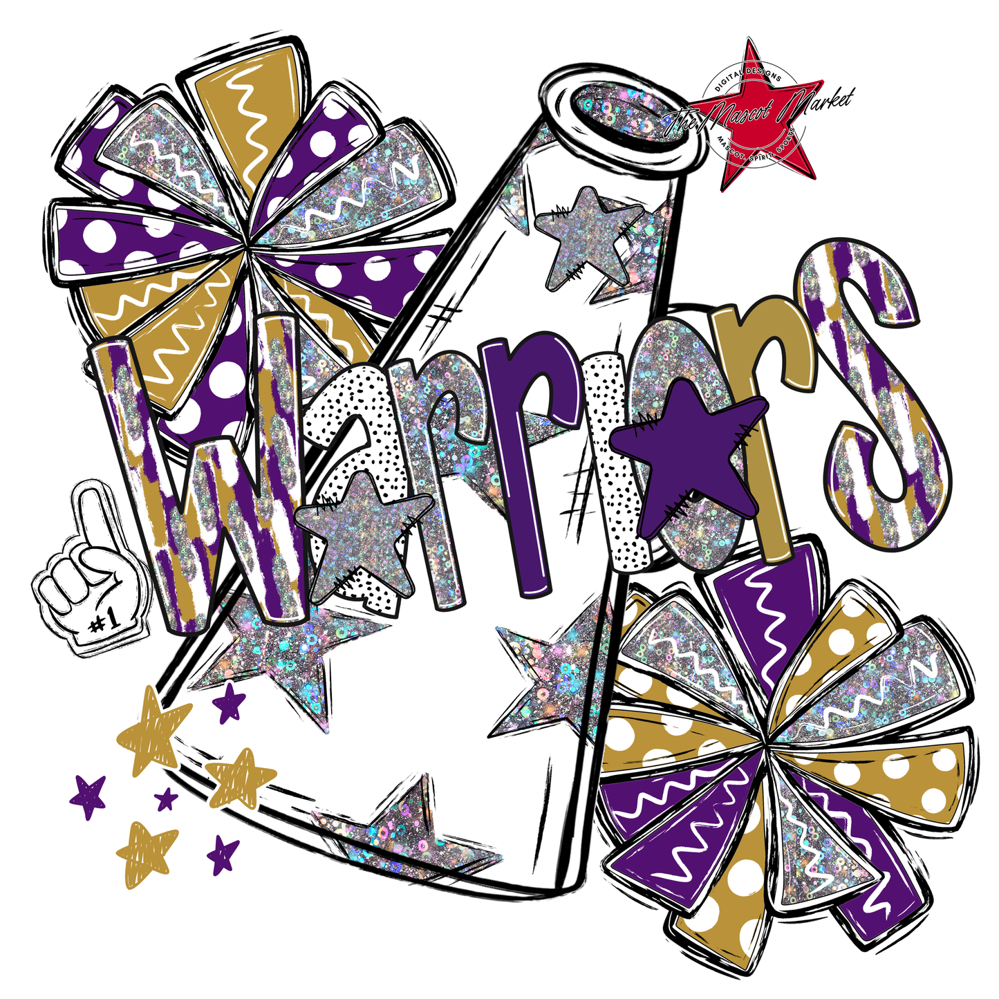 Warriors Cheer Megaphone Scrape-Purple-Gold