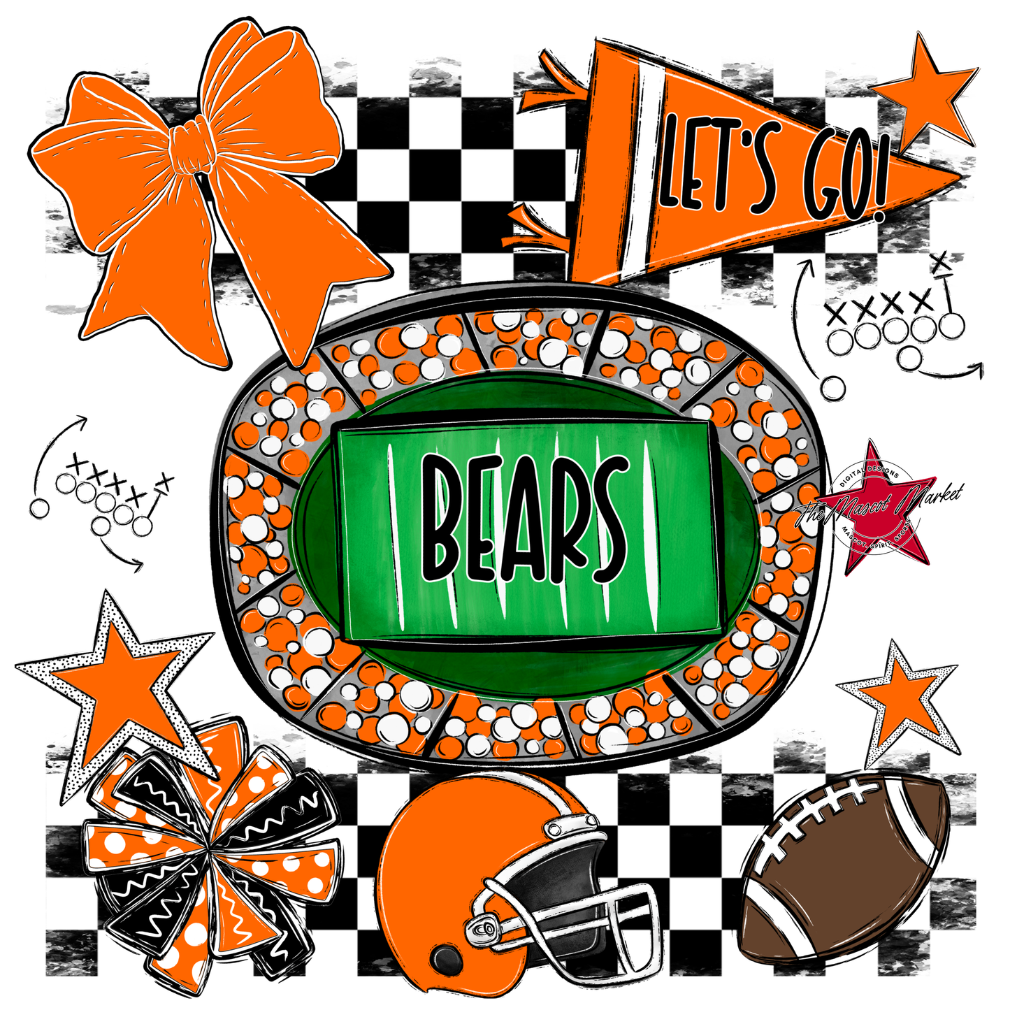 Bears Checker Spirit Design-Orange