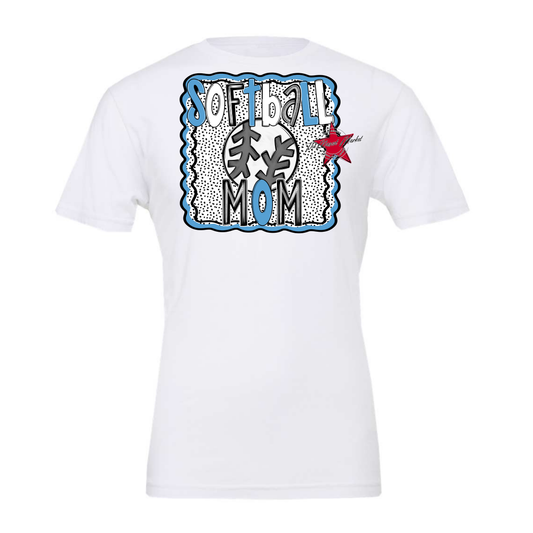 Softball Mom Dot Design-Carolina Blue
