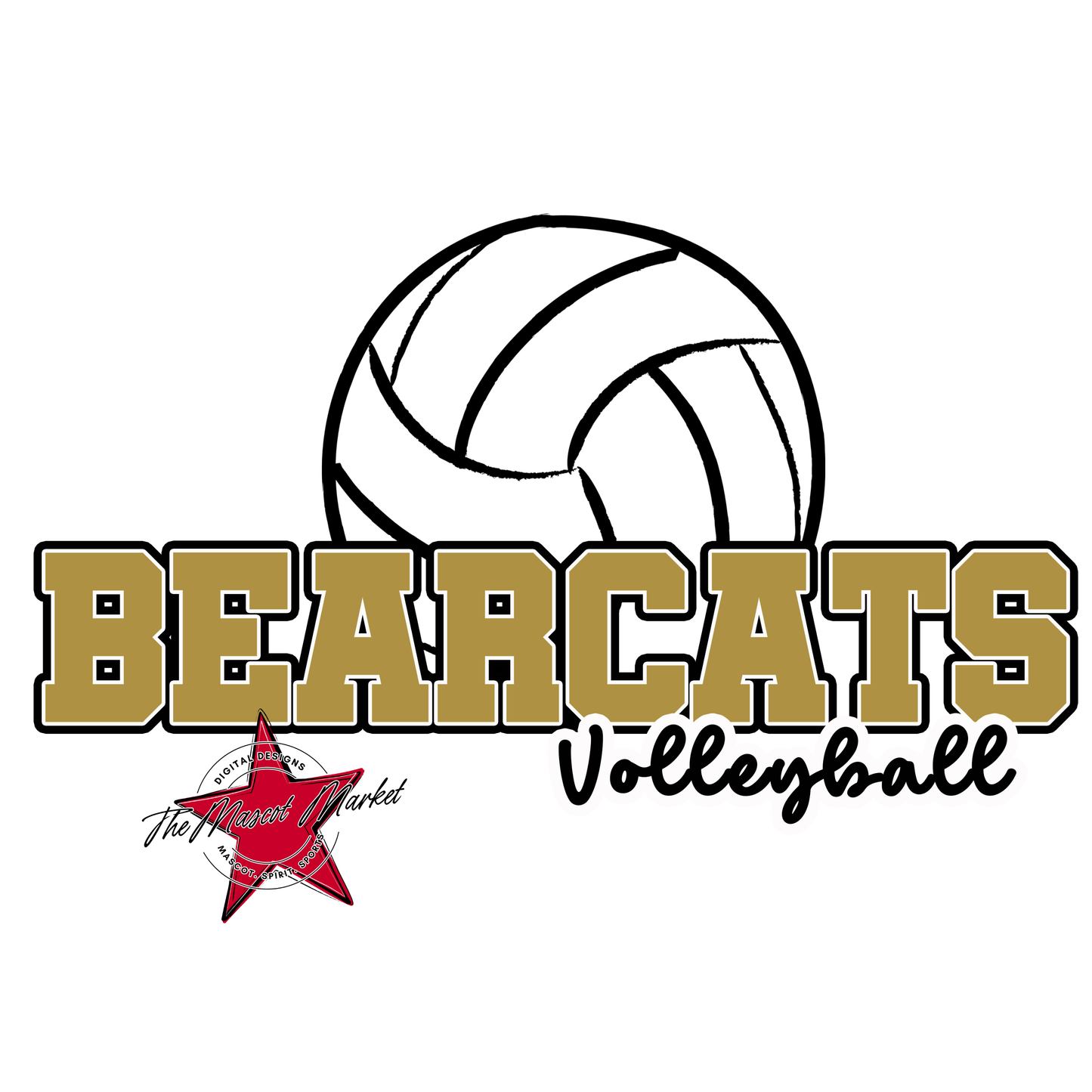 Bearcats Varsity Volleyball Design-Gold
