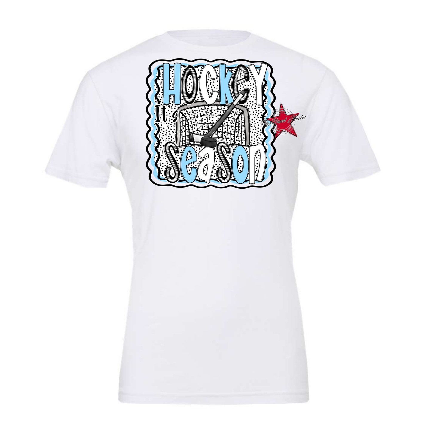 It's Hockey Season Dot Design-Columbia Blue