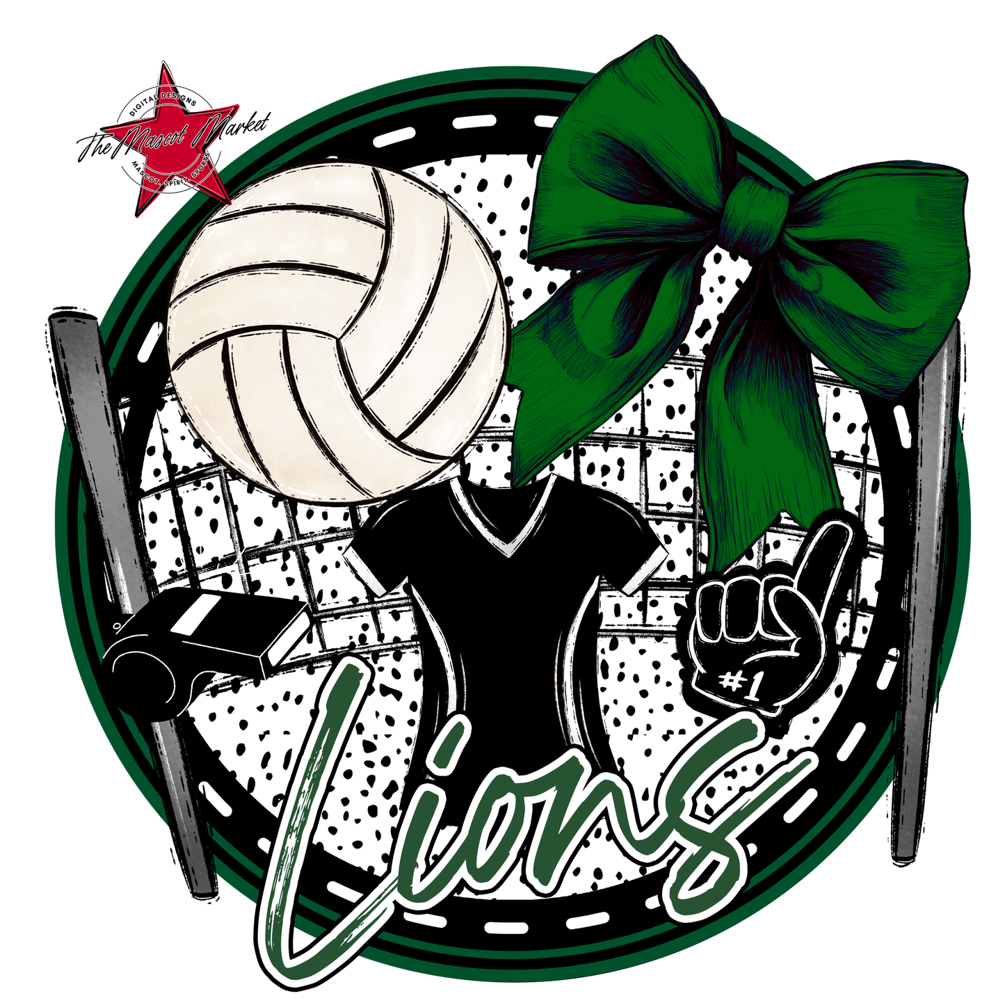 Lions Circle Volleyball Design-Green