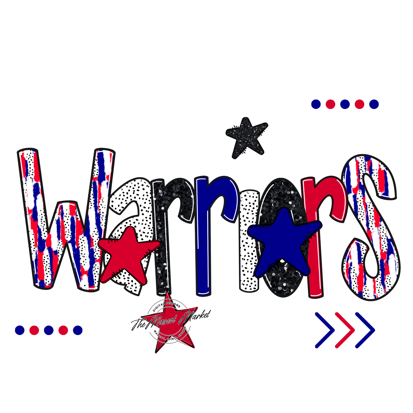 Warriors Brushstroke Alpha w Arrows-Blue-Red