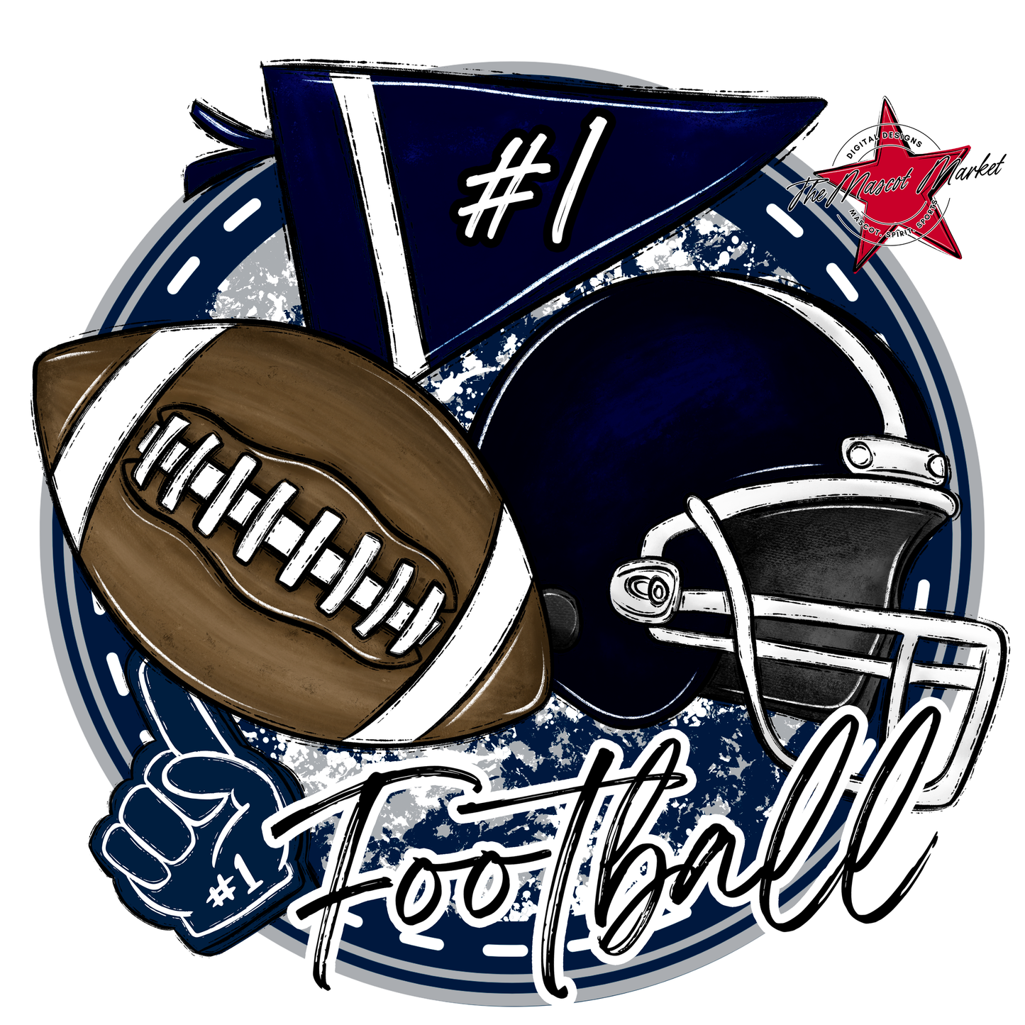 Football Circle Design-Navy-Grey