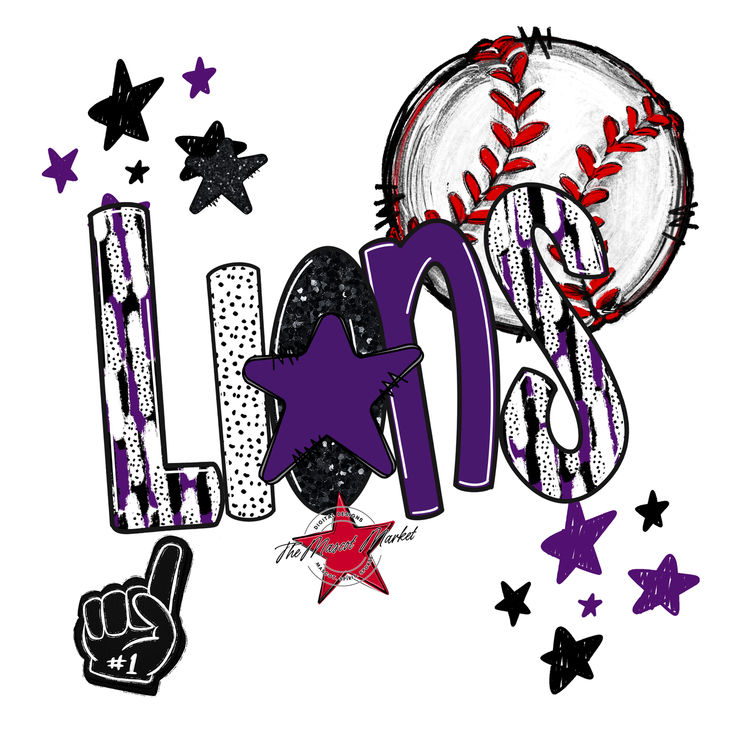 Lions Baseball Scrape-Purple