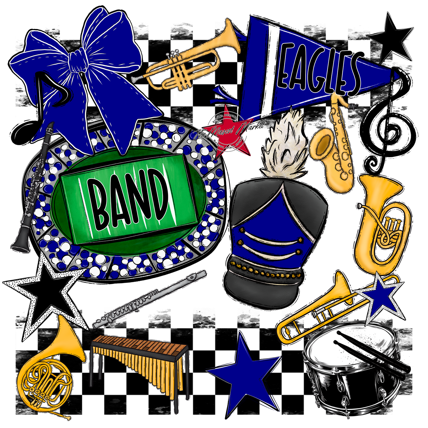 Eagles Band Checkers Design-Blue