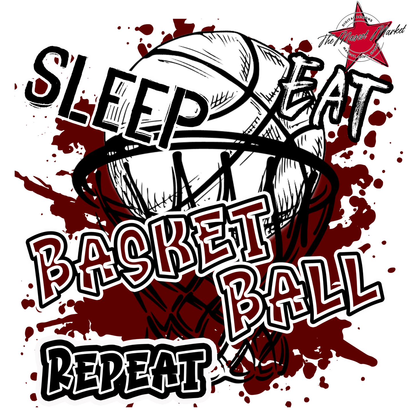 Eat Sleep Basketball Repeat Design-Maroon