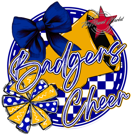 Badgers Circle Cheer Design-Blue-Yellow