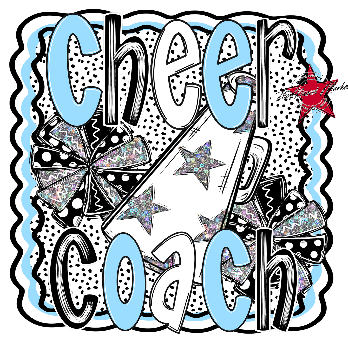 Cheer Coach Megaphone Dot Design-Columbia Blue
