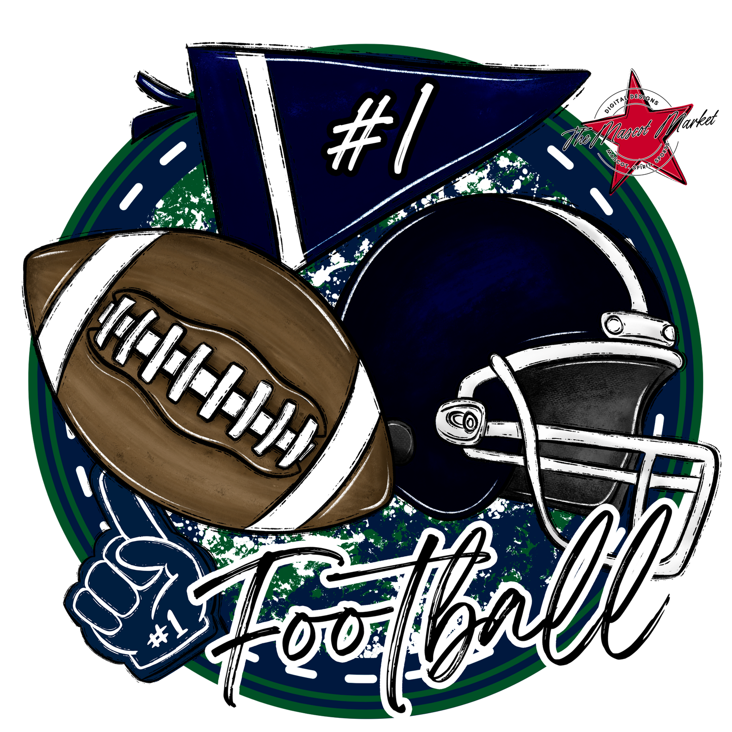 Football Circle Design-Navy-Green