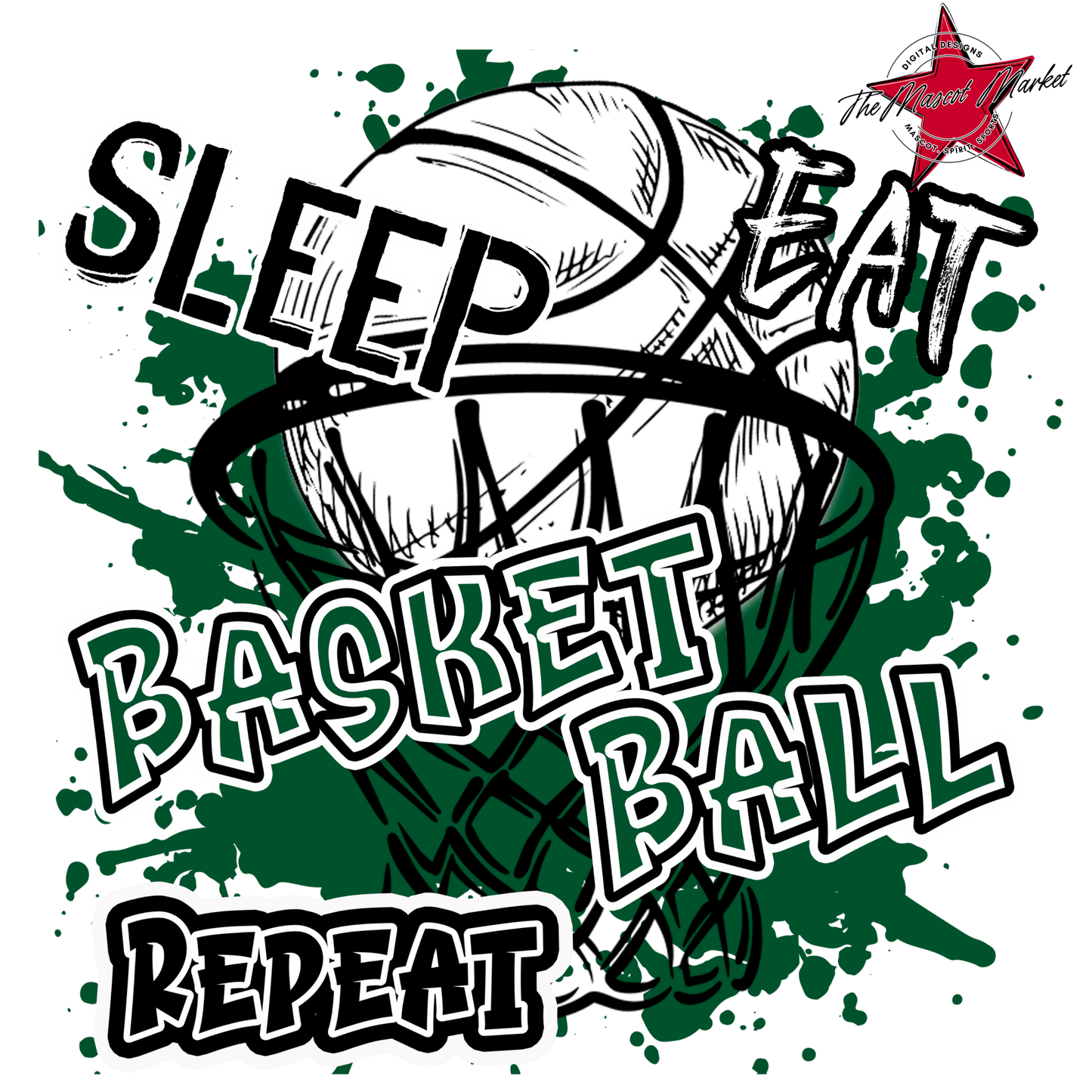 Eat Sleep Basketball Repeat Design-Green