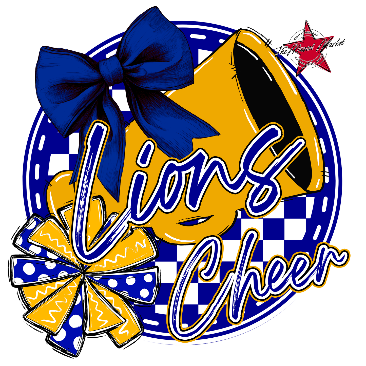 Lions Circle Cheer Design-Blue-Yellow