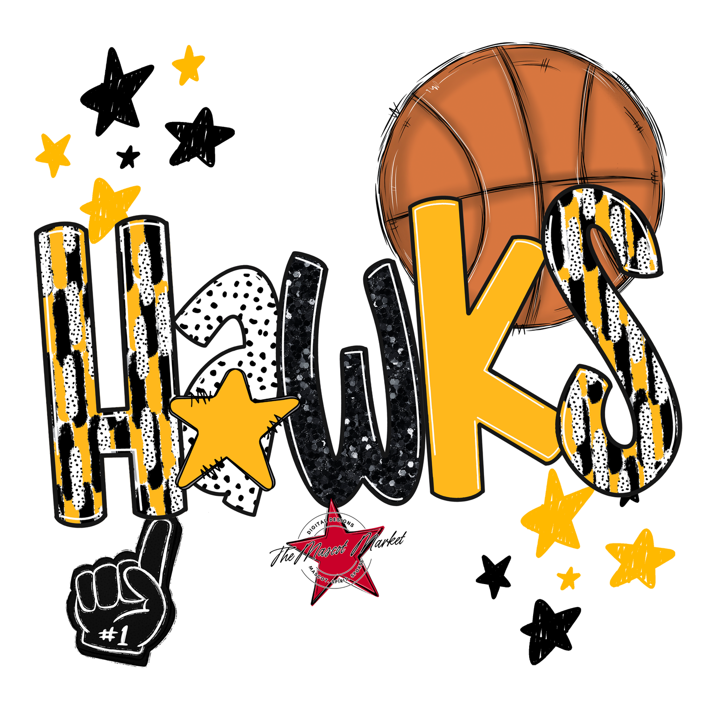 Hawks Basketball Scrape-Yellow