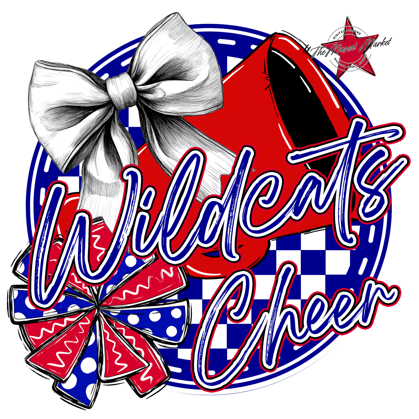 Wildcats Circle Cheer Design-Blue-Red