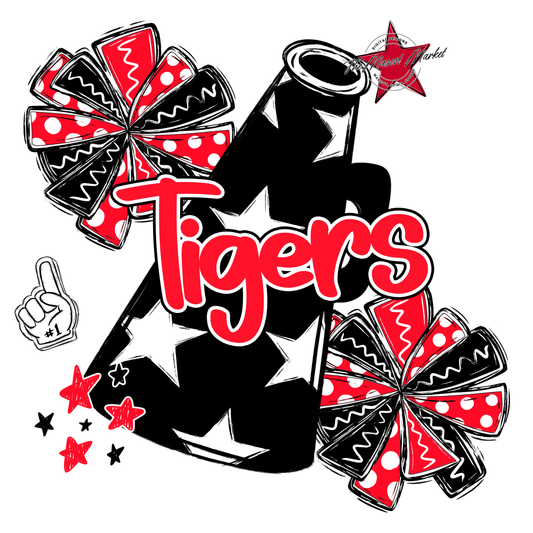 Tigers Alpha Megaphone Design-Bright Red