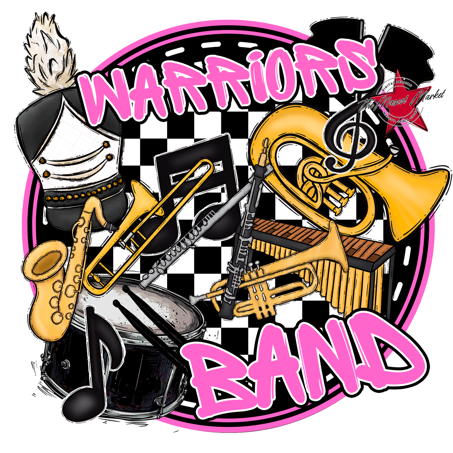 Warriors Circle Band Design-Baby Pink