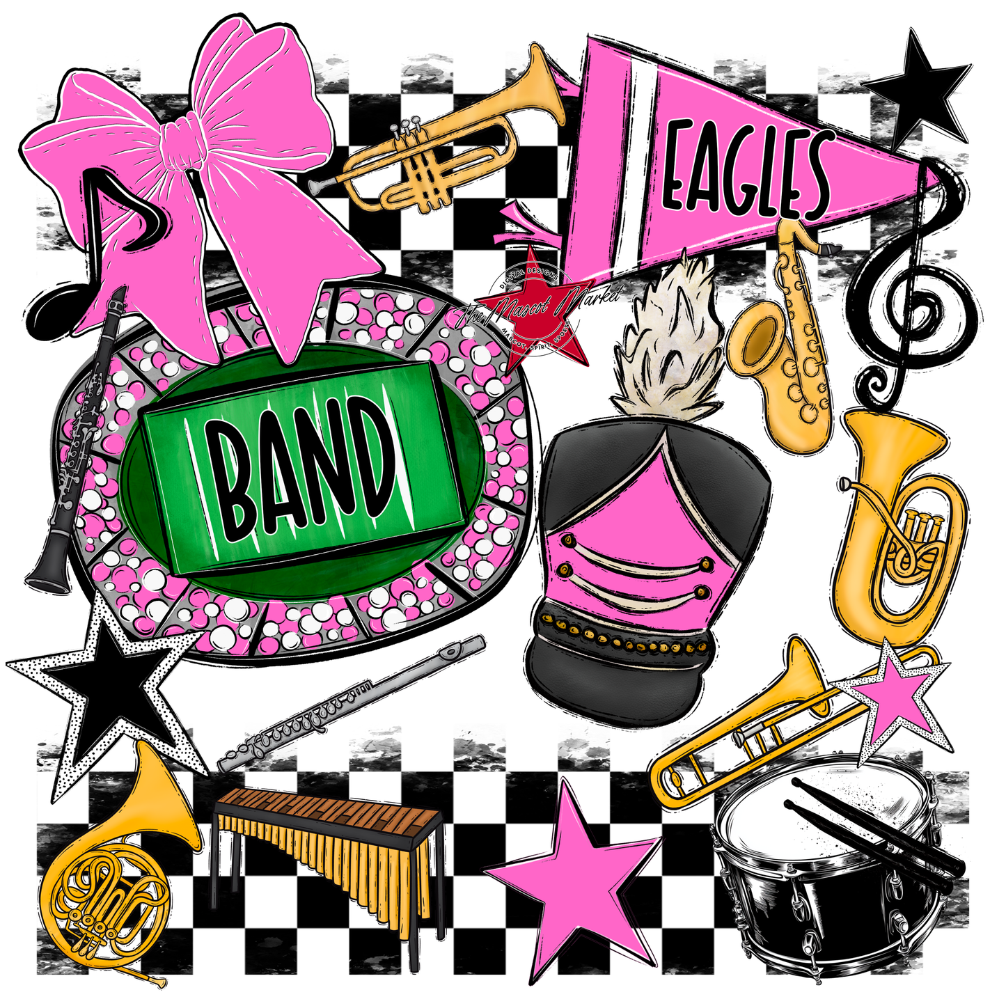 Eagles Band Checkers Design-Baby Pink
