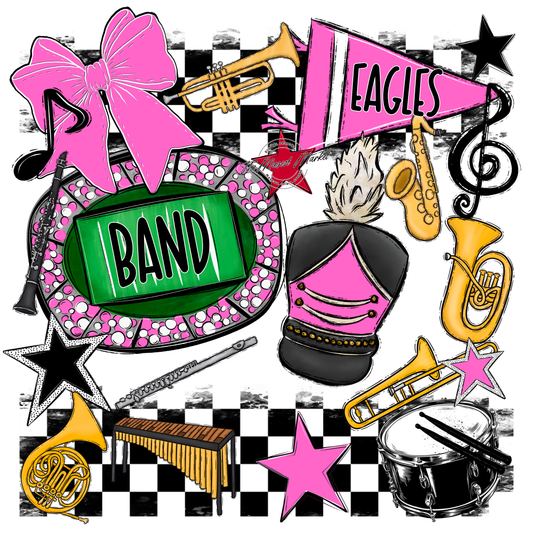 Eagles Band Checkers Design-Baby Pink