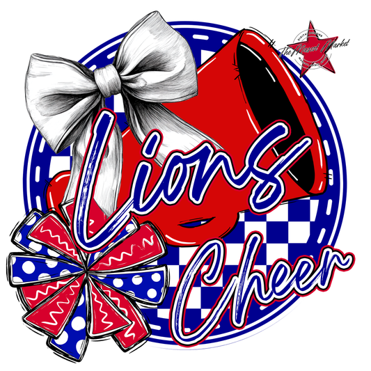 Lions Circle Cheer Design-Blue-Red