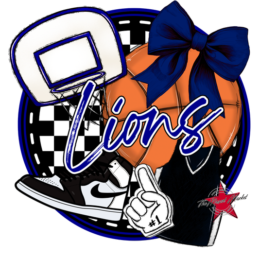 Lions Circle Basketball Design-Blue