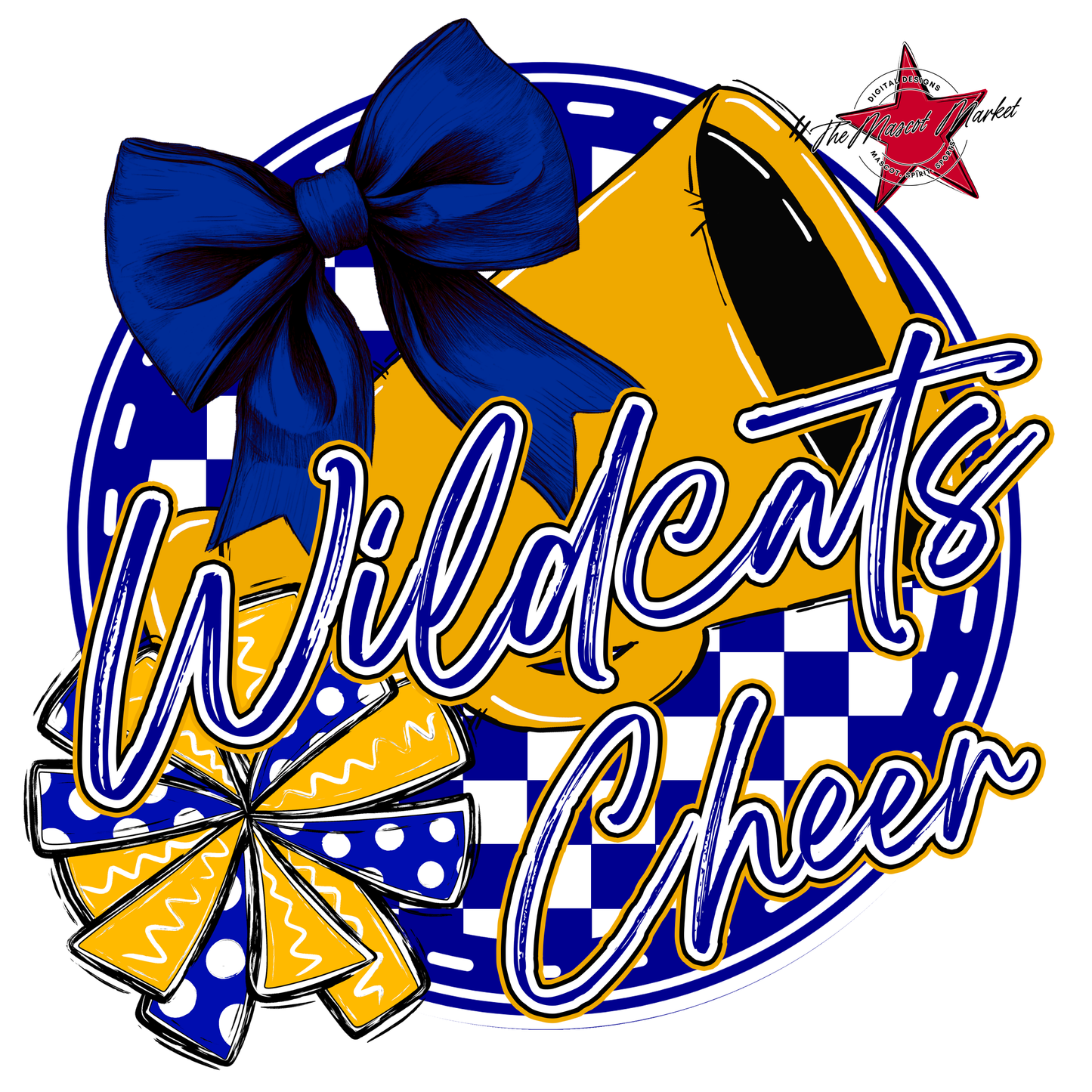 Wildcats Circle Cheer Design-Blue-Yellow