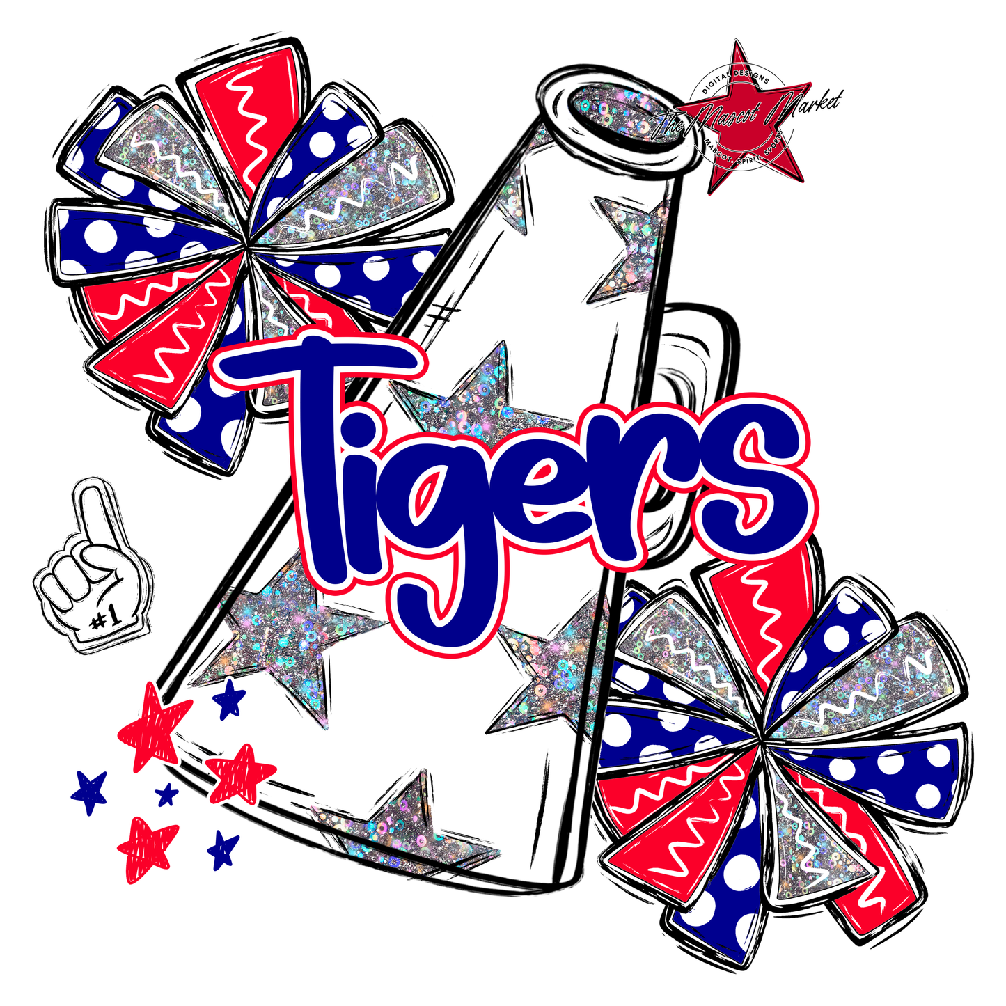 Tigers Alpha Megaphone Design-Blue-Red