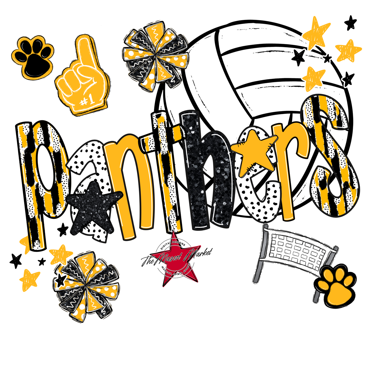 Panthers Volleyball Scrape-Yellow