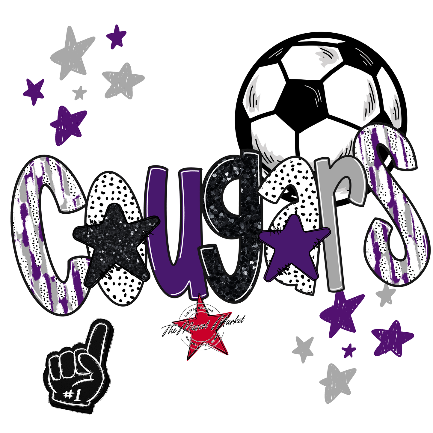 Cougars Soccer Scrape-Purple-Grey