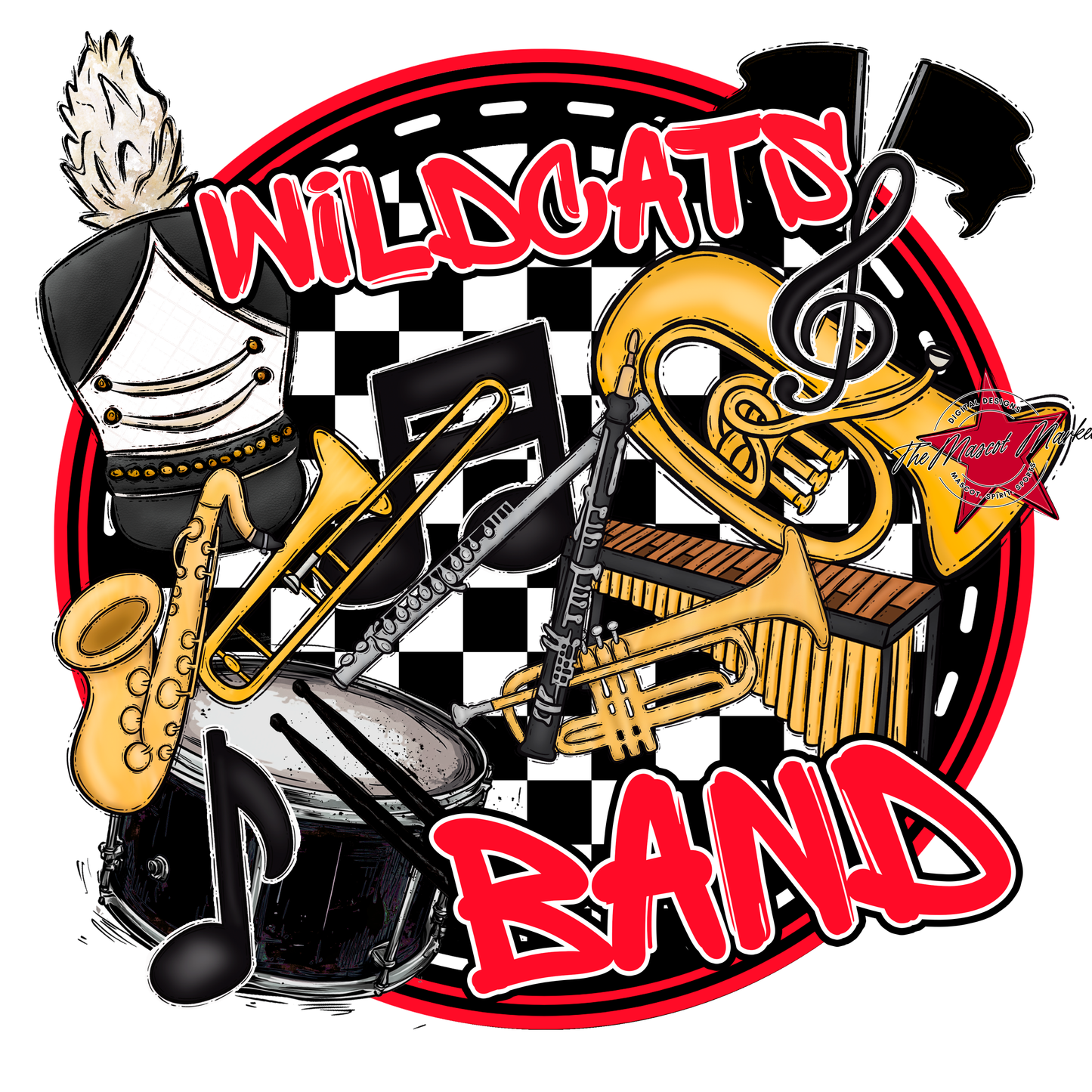 Wildcats Circle Band Design-Red