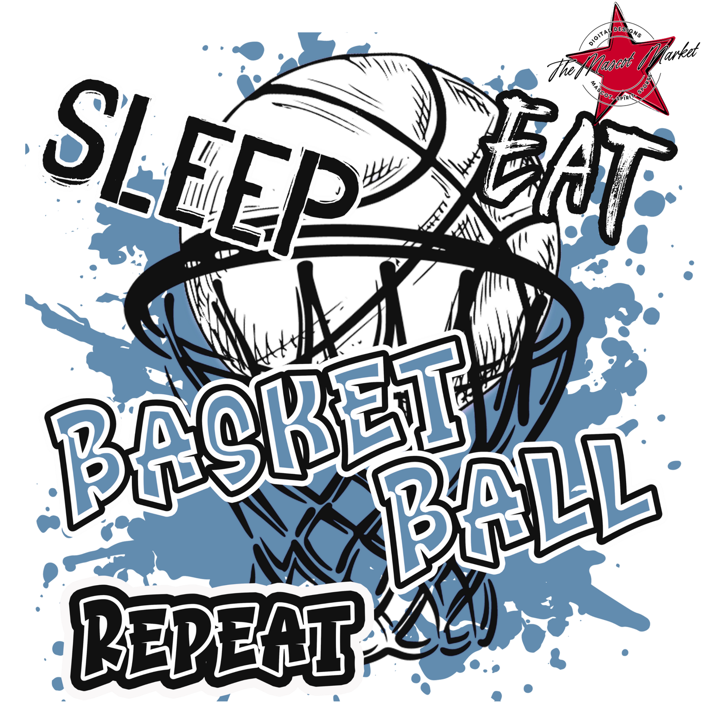 Eat Sleep Basketball Repeat Design-Carolina Blue