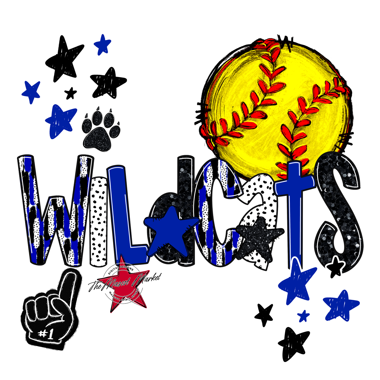 Wildcats Softball Scrape-Royal Blue