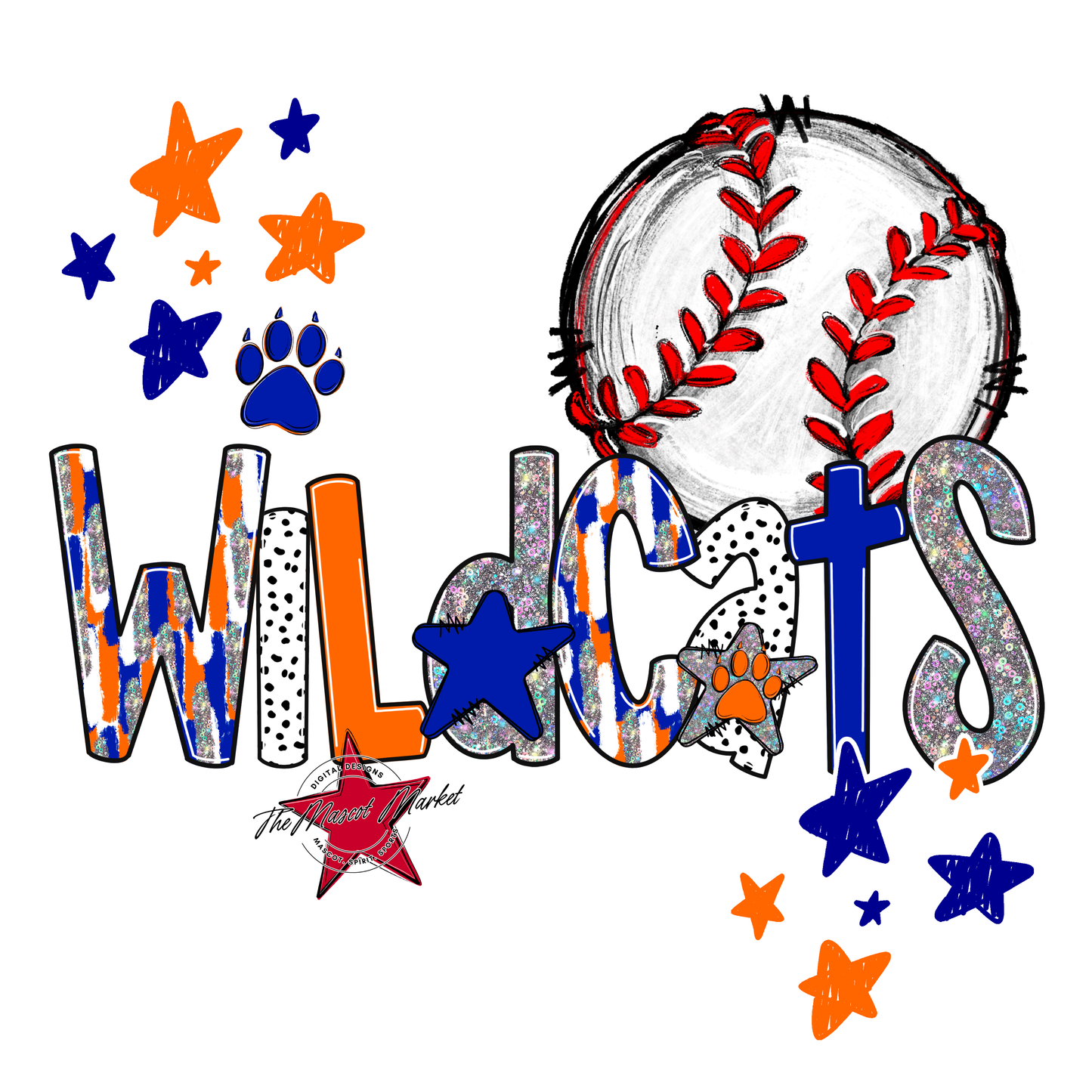 Wildcats Baseball Scrape-Blue-Orange