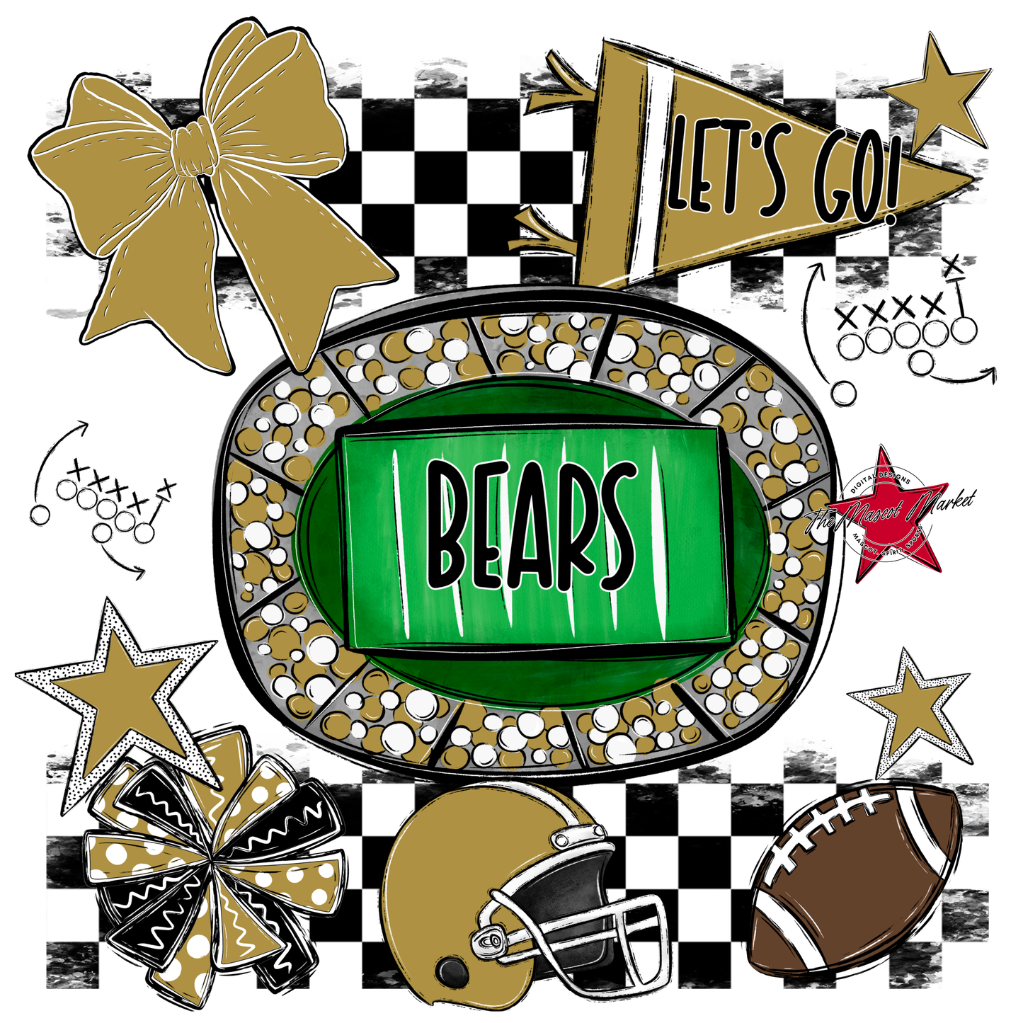 Bears Checker Spirit Design-Gold