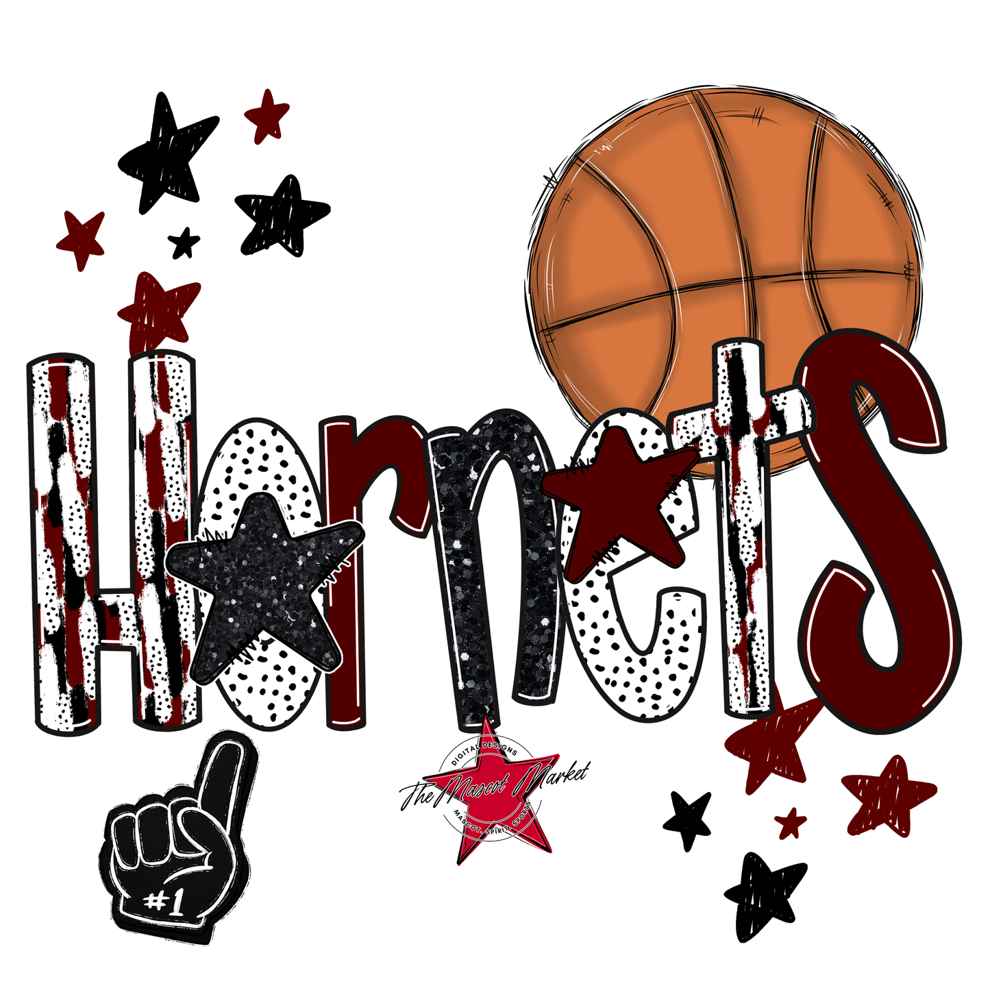 Hornets Basketball Scrape-Maroon