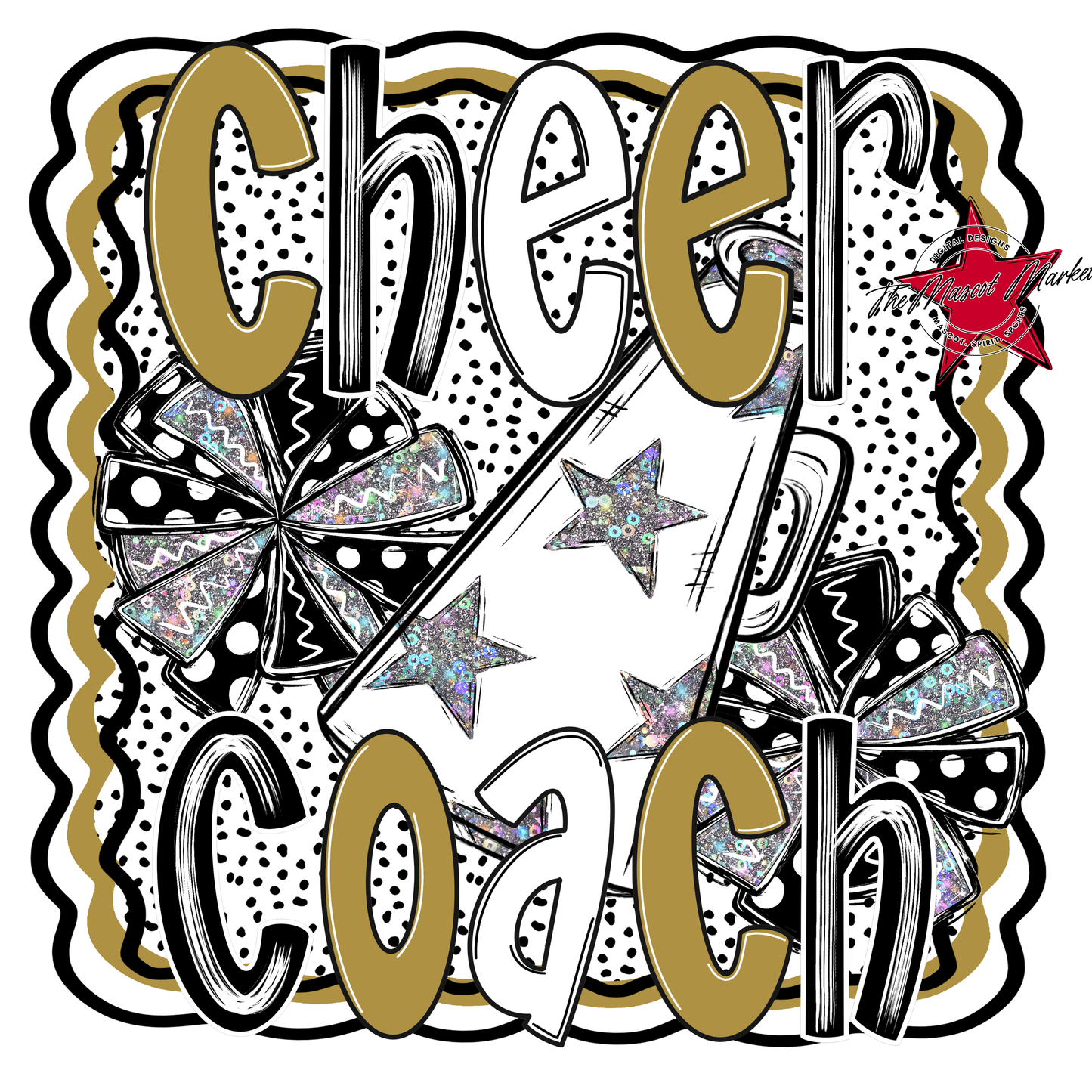 Cheer Coach Megaphone Dot Design-Gold