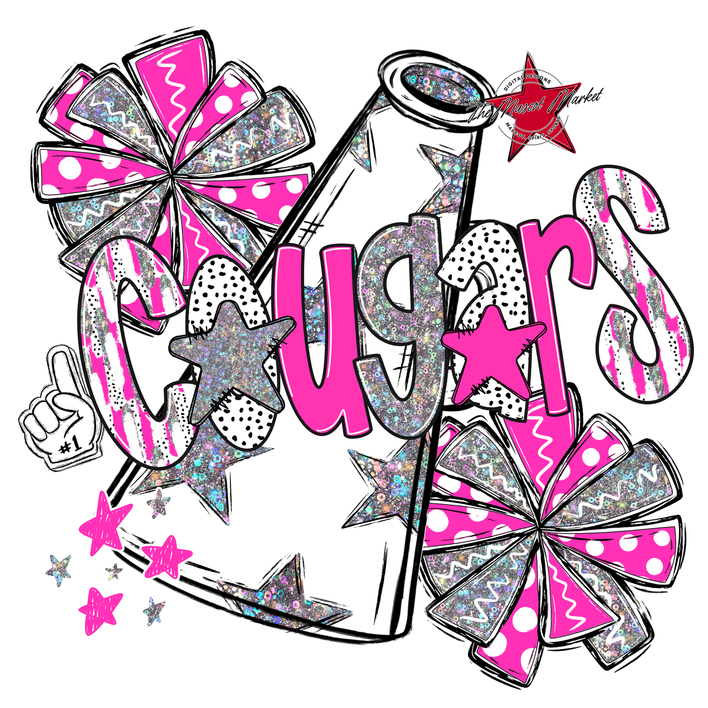 Cougars Cheer Megaphone Scrape-Pink