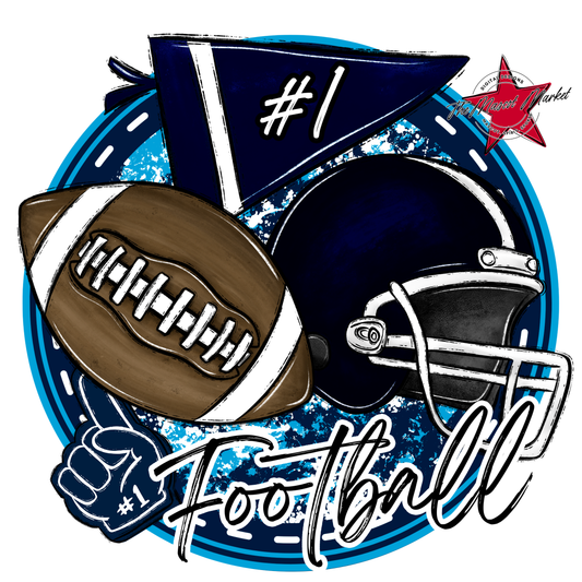 Football Circle Design-Navy-Carolina Blue